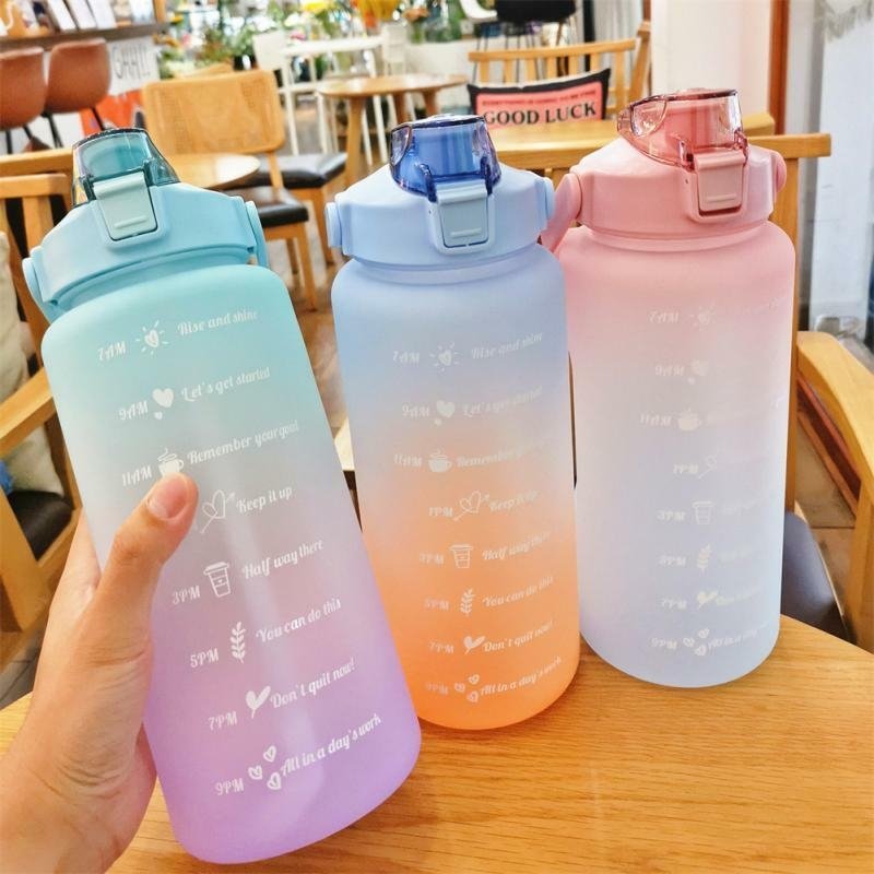 2 Liter Large Capacity Fitness Jug Frosted Gradient Color